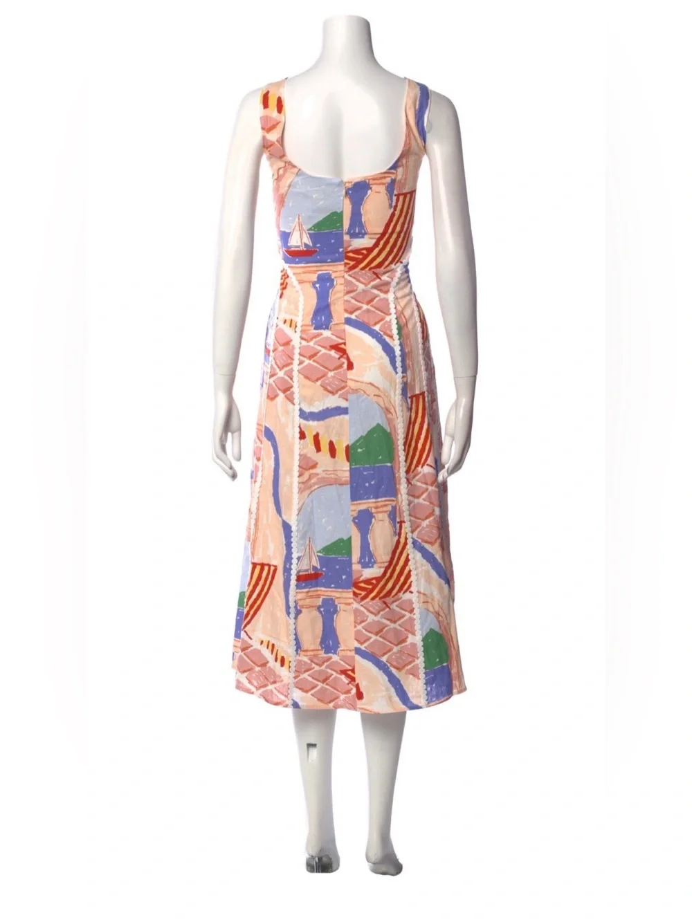 Christian Lacroix Linen Blend Scenic Coastal Print Maxi Dress Size medium - Picture 2 of 11